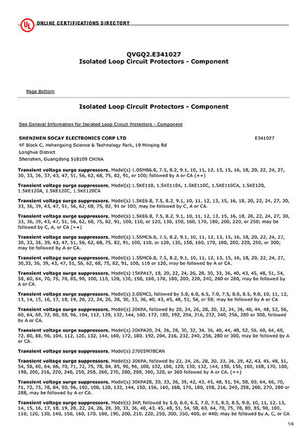 Porcellana Shenzhen Socay Electronics Co., Ltd. Certificazioni