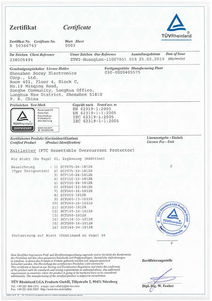 Porcellana Shenzhen Socay Electronics Co., Ltd. Certificazioni